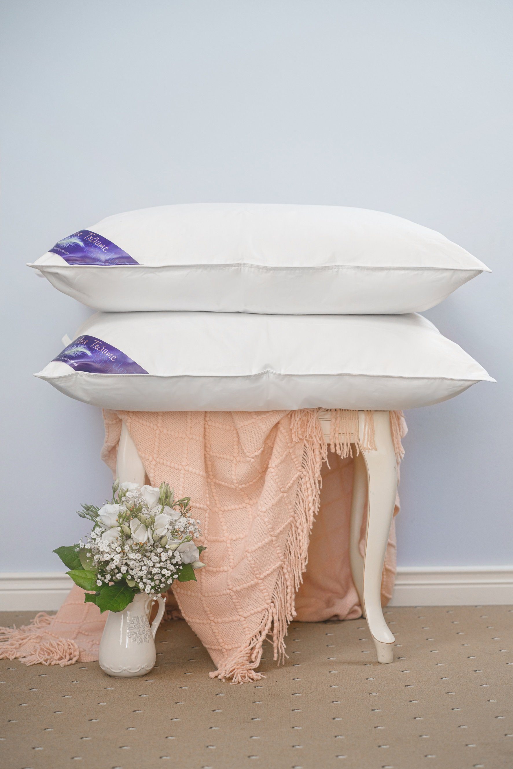 Daunenkissen Daunenkissen Kissen Kopfkissen Federkissen Kinderkissen Daunen Federn DownPillow FeatherPillow 40x80 750 Gr, Welt der Träume, Füllung: 60% Daunen/ 40% Federn, Made in Europe