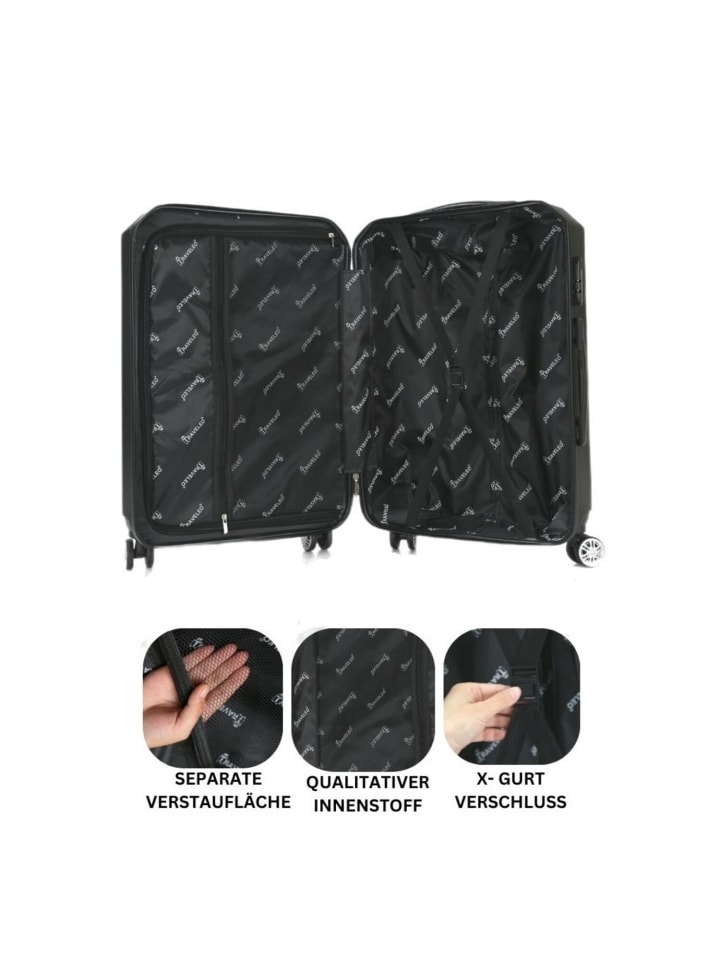 Cheffinger Reisekoffer Koffer 3 tlg Set Trolley Kofferset Handgepäck in Schwarz günstig kaufen onesize