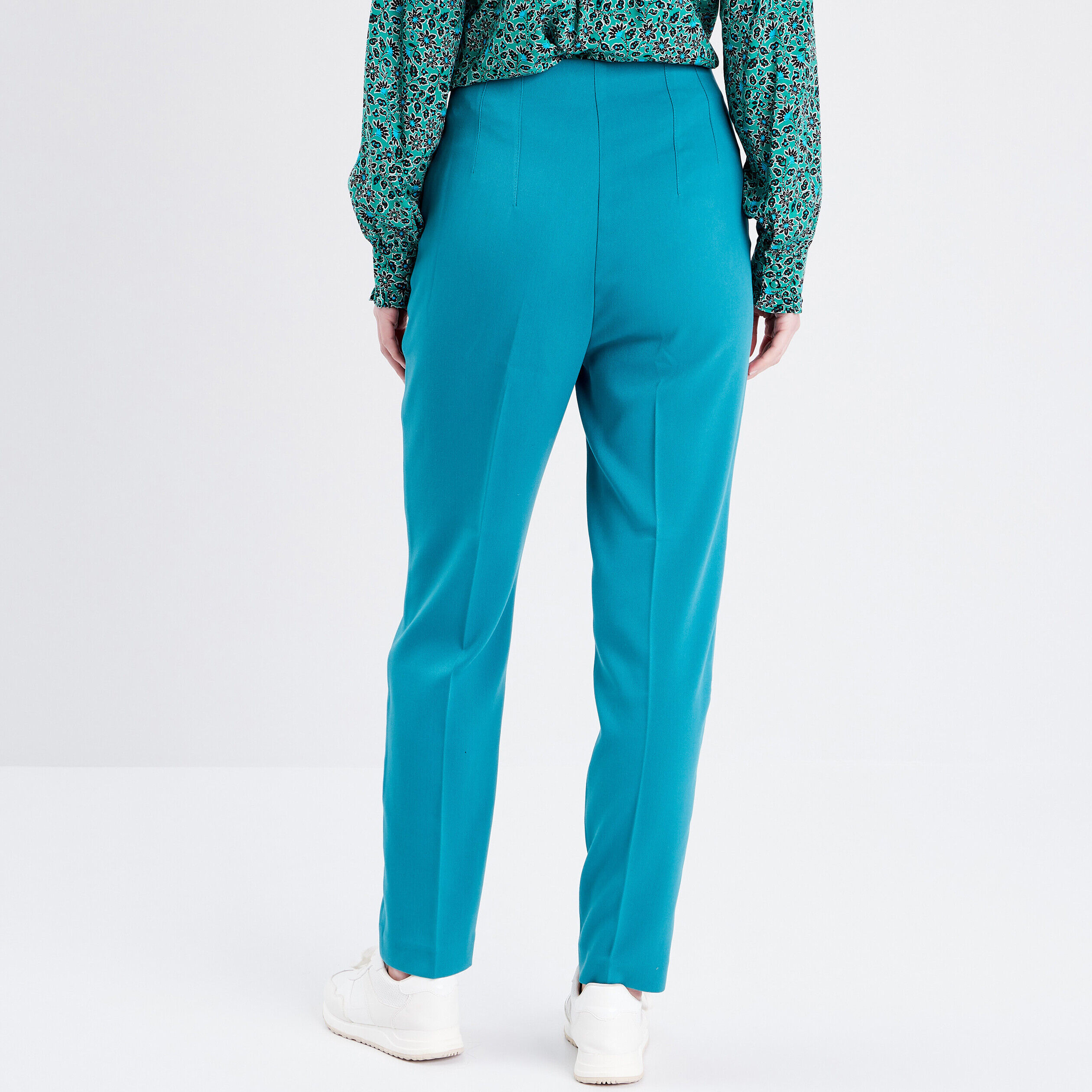 Pantalon city slim à pinces vert émeraude femme | Cache Cache