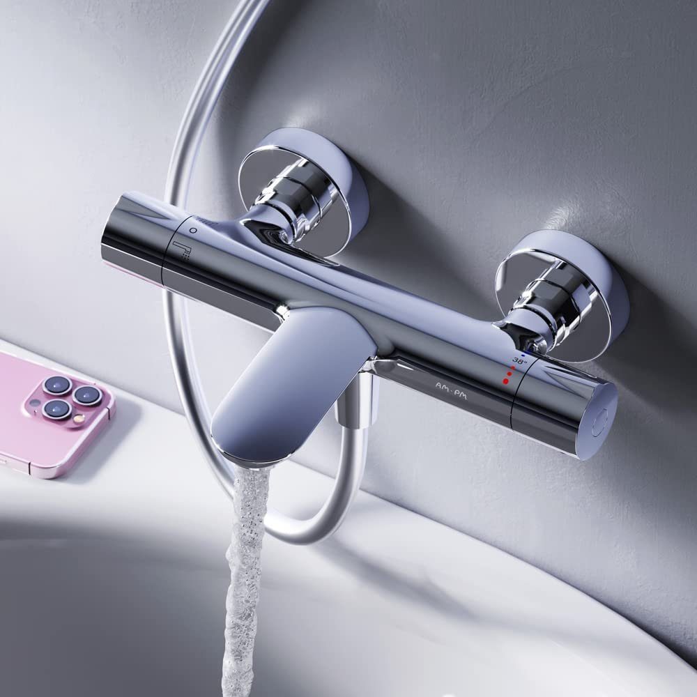 AM.PM Wannenarmatur Badewannenarmatur Duscharmaturen Like mit Thermostat (mit Auslauf/ohne Auslauf) mit Antikalk-System, Mischbatterie Badewanne, Wasserhahn Bad