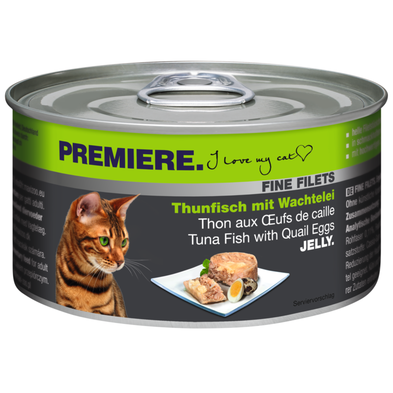 PREMIERE Nassfutter PREMIERE Fine Filets Thunfisch mit Wachtelei 48x100 g
