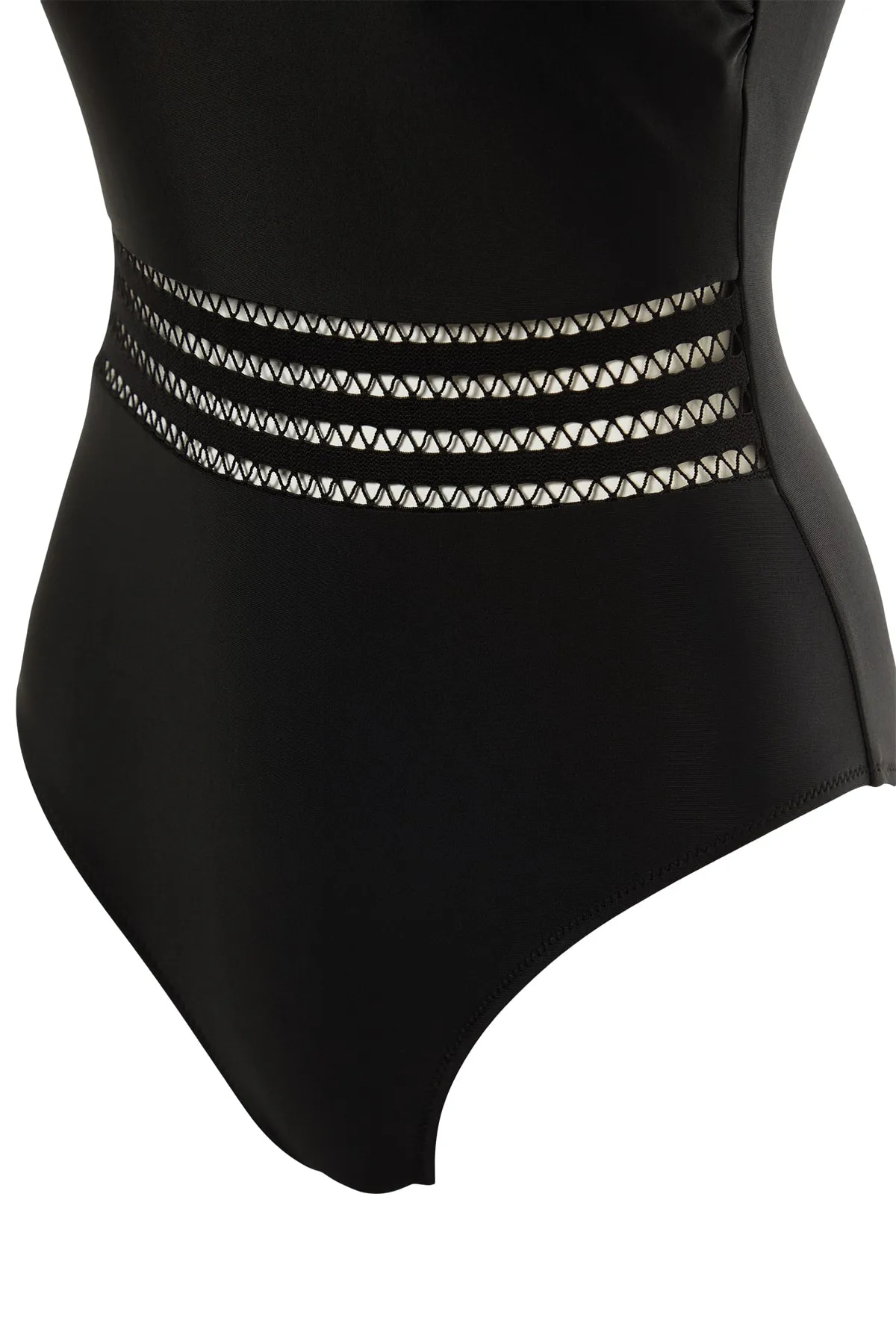Trendyol Collection  Schwarzer, einschultriger Streifen-Accessoire, regulärer Badeanzug TBESS21MA0138
