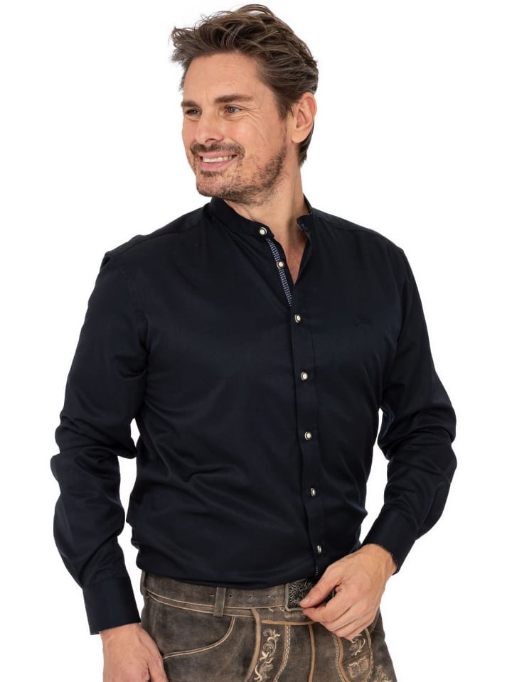 MADDOX Stehkragenhemd H-92 in schwarz günstig kaufen