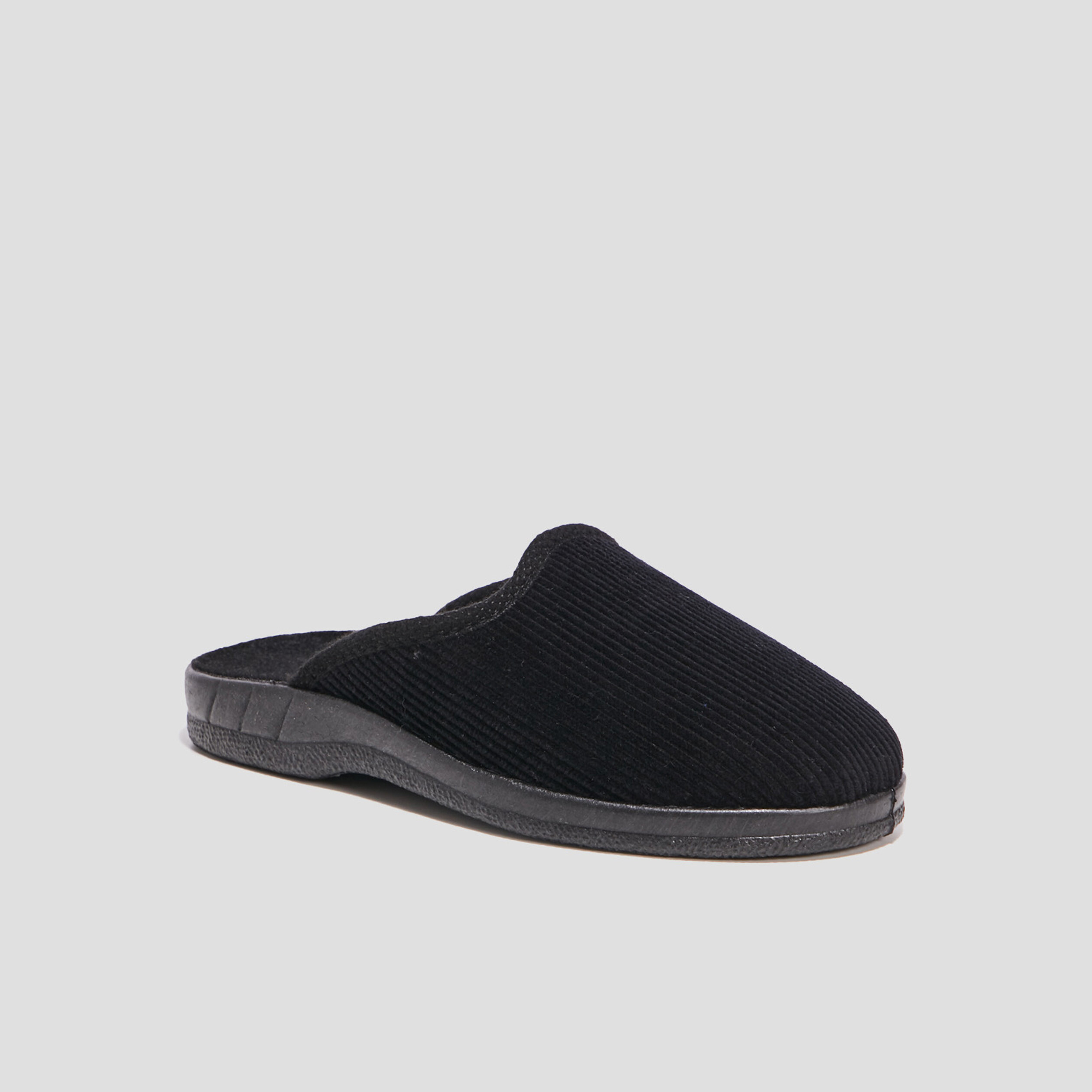 Chaussons mules velours noir homme | La Halle