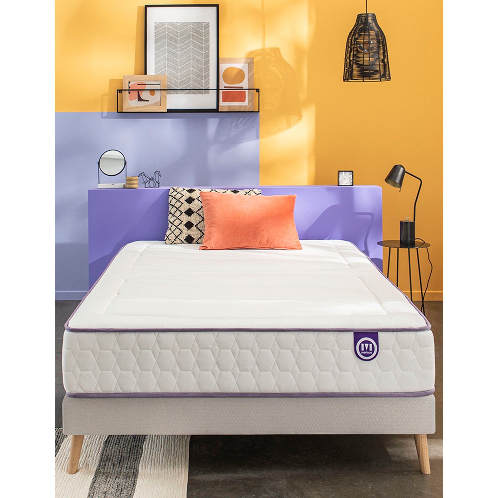 Matelas 560 ressorts + mémoire de forme Mérinos 26 cm confort moelleux