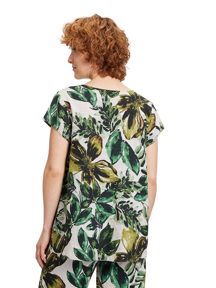 CARTOON Leinen-Bluse in Hellgrün/ Weiß günstig kaufen