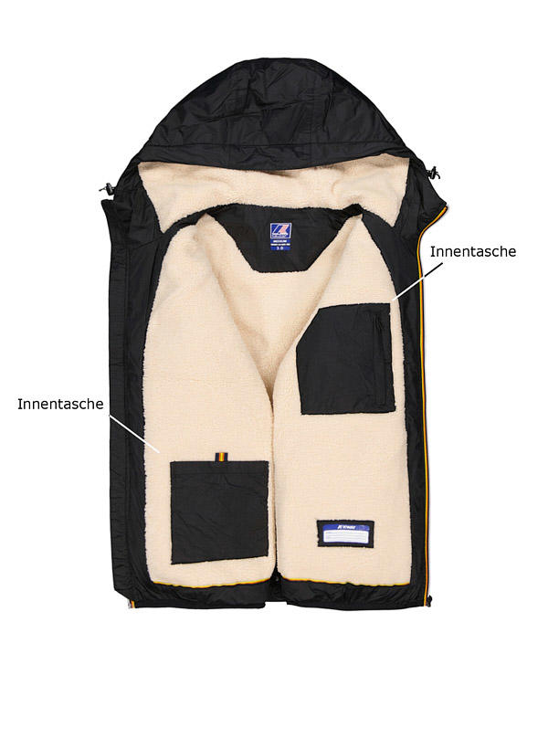 K-WAY, Regenjacke Claude, Mikrofaser Teddyfutter, schwarz
