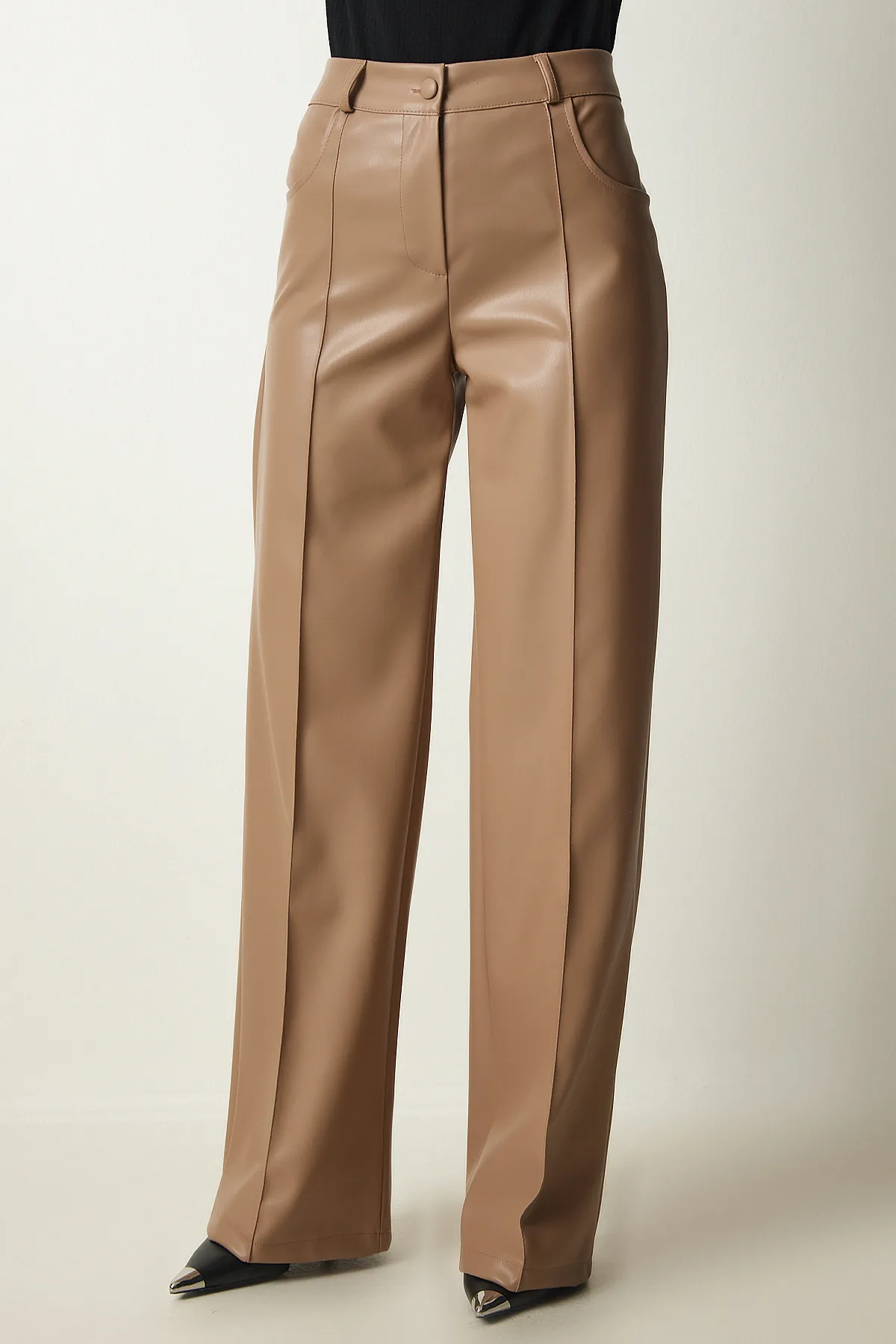 Happiness İstanbul  Biscuit Premium-Taschen-Kunstlederhose für Damen FN03151