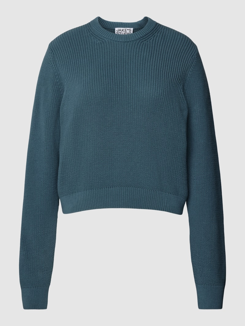 Strickpullover mit Rundhalsausschnitt in dunkelblau