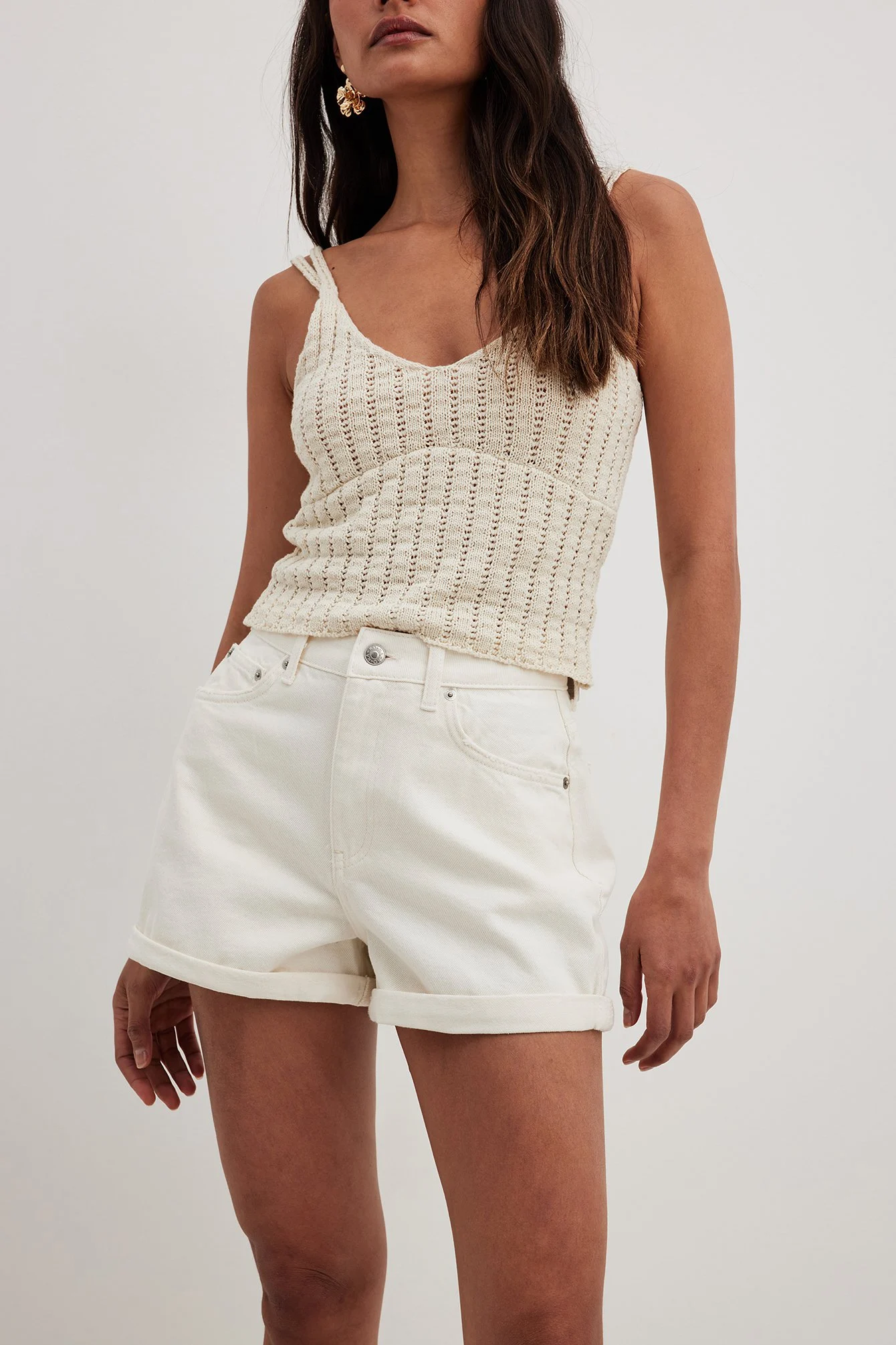 Jeans-Shorts mit Falten