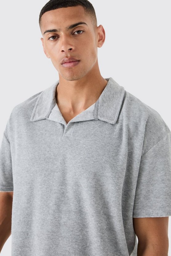 Oversize Frottee-Poloshirt