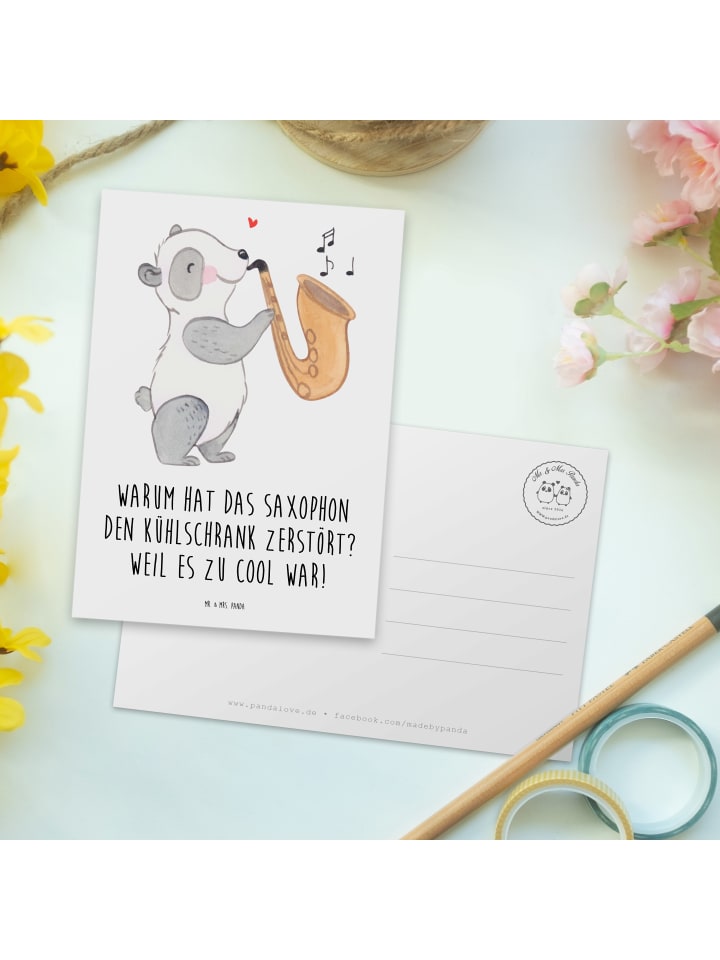 Mr. & Mrs. Panda Postkarte Saxophon Kühlschrank mit Spruch in Weiß günstig kaufen onesize