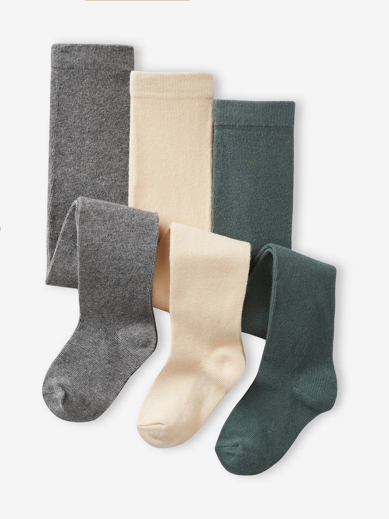 Lot de 3 collants bébé maille BASICS noisette