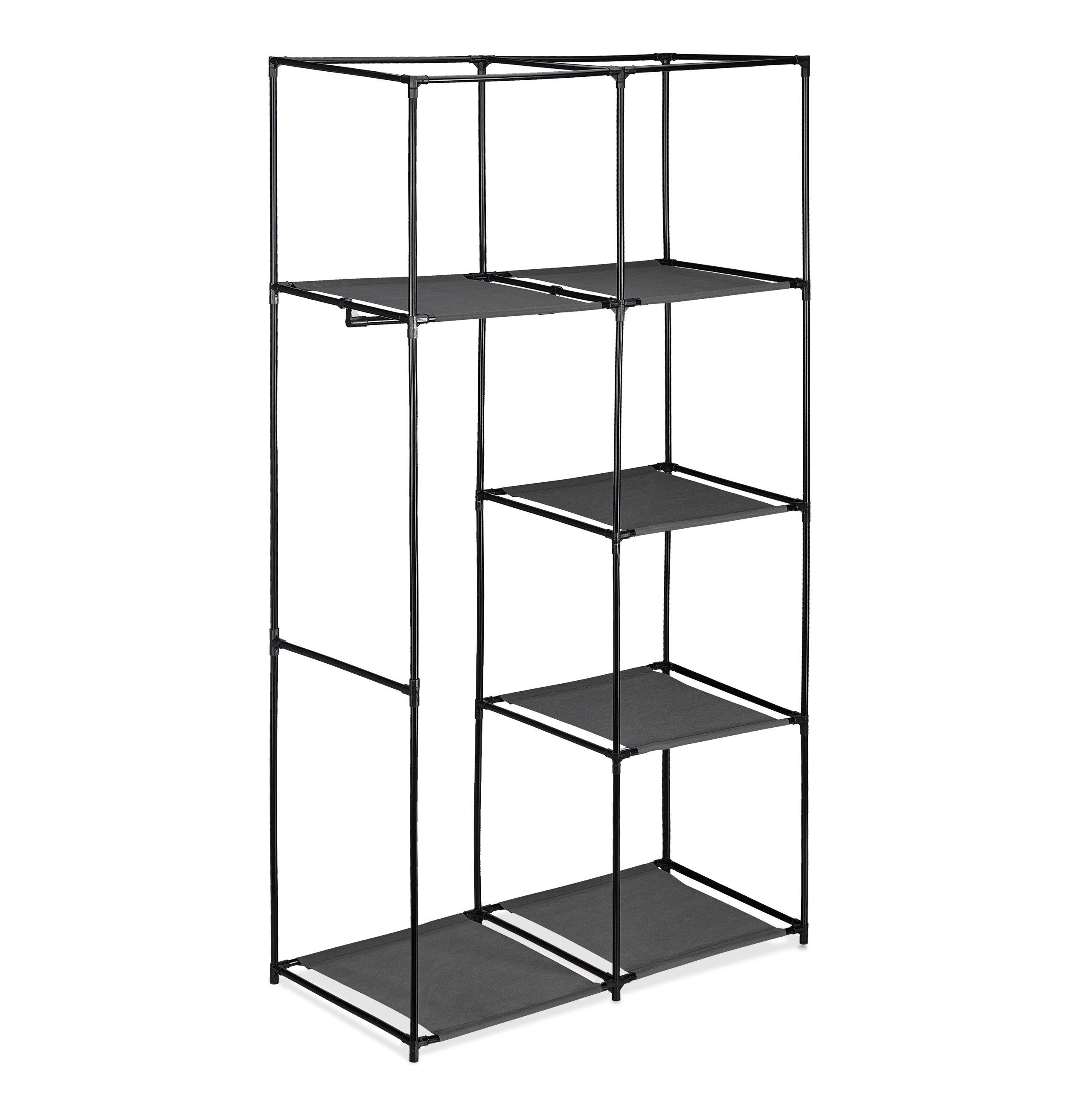 relaxdays Stoffschrank Stoffschrank geschlossen Anthrazit