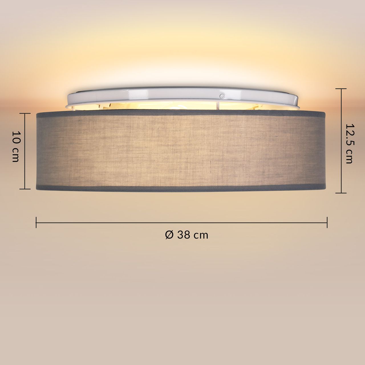 Casaria monzana® Deckenlampe Grau Stoff Ø38cm