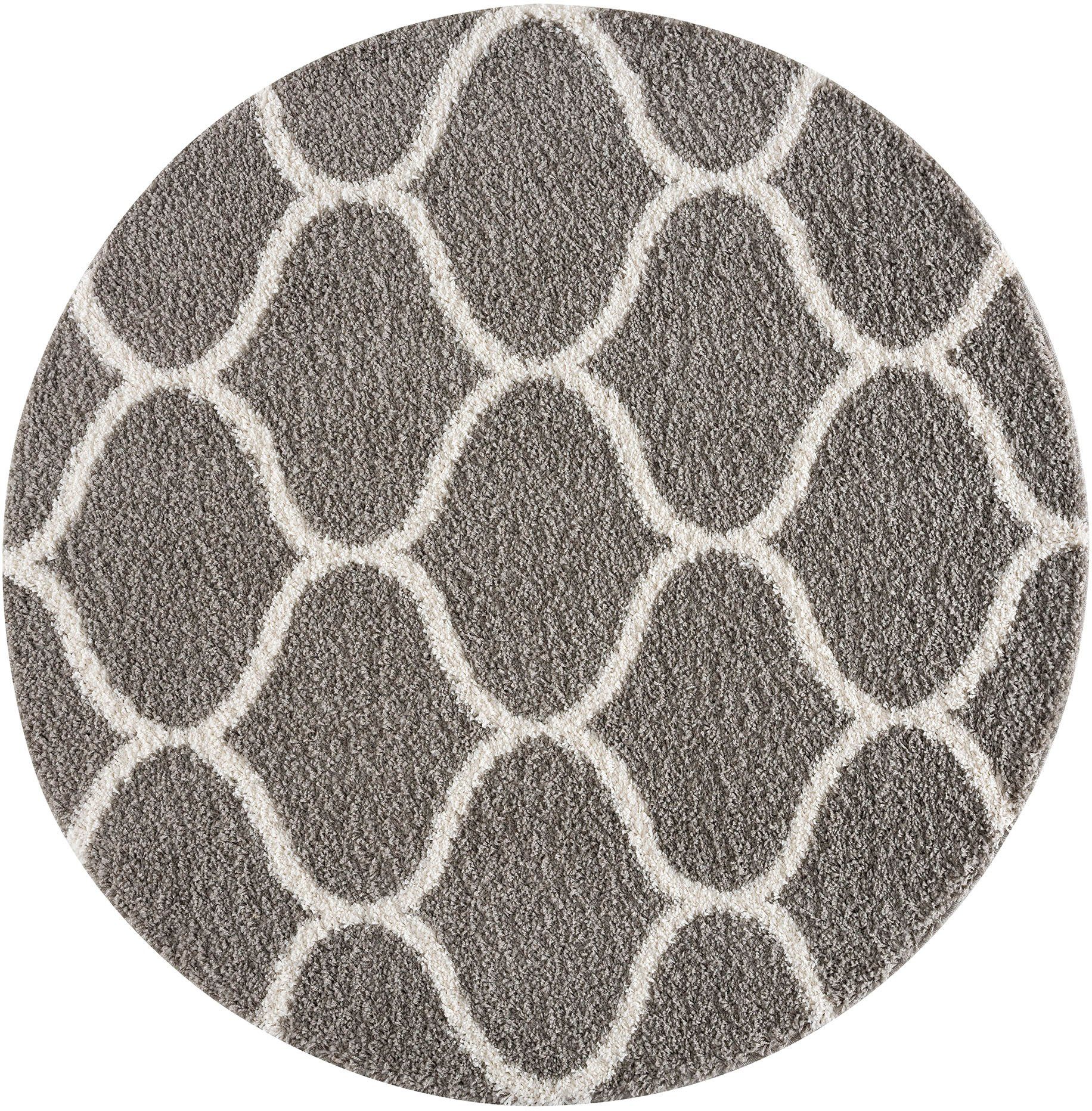 Hochflor-Teppich Madrid, Sanat, rund, Höhe: 30 mm, Wohnzimmer, Langflor, Shaggy Teppich