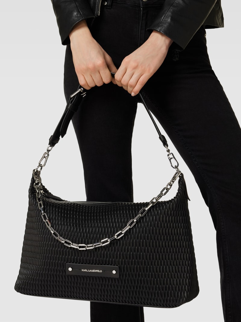 Handtasche mit Strukturmuster Modell 'k/kushion xl quilted sb' in schwarz