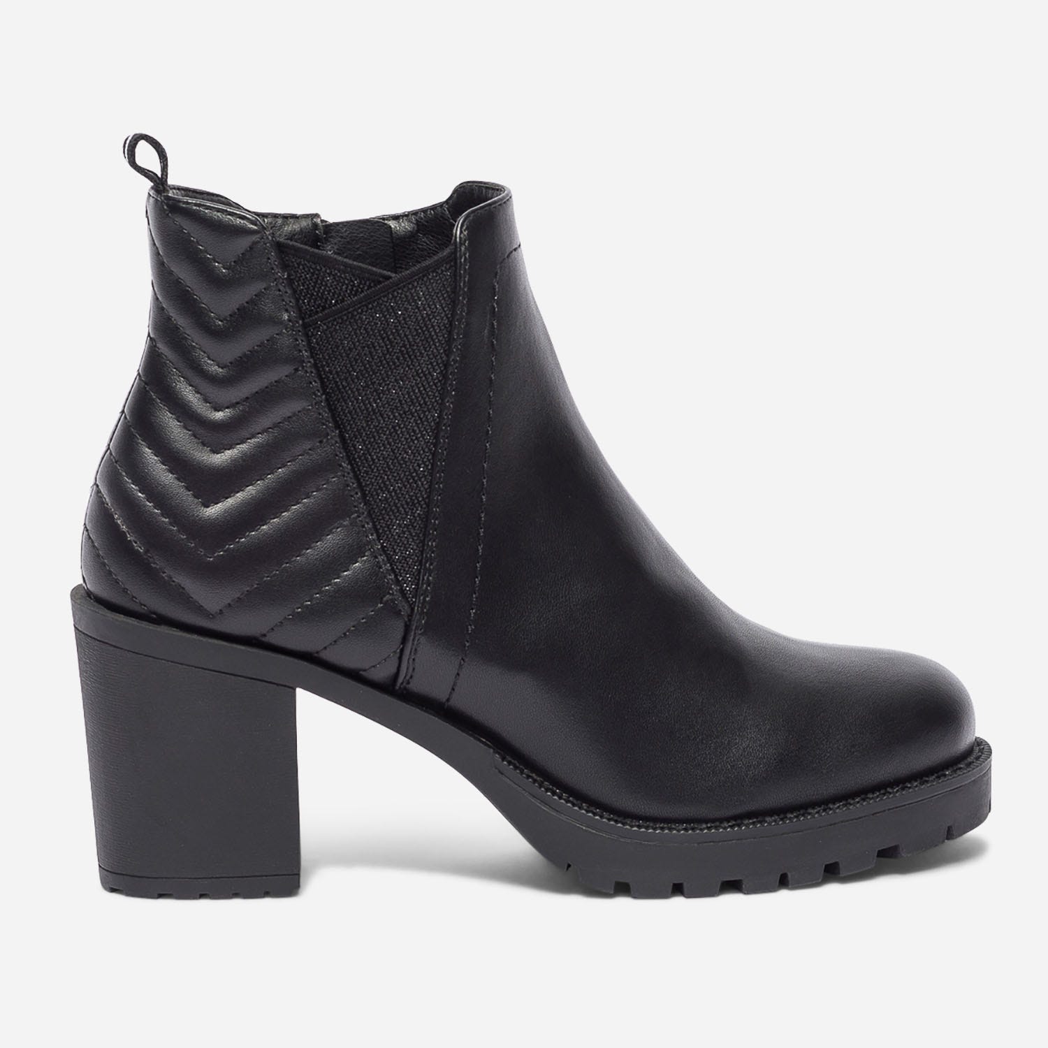 Boots TEXTO noir cranté avec contrefort matelassé