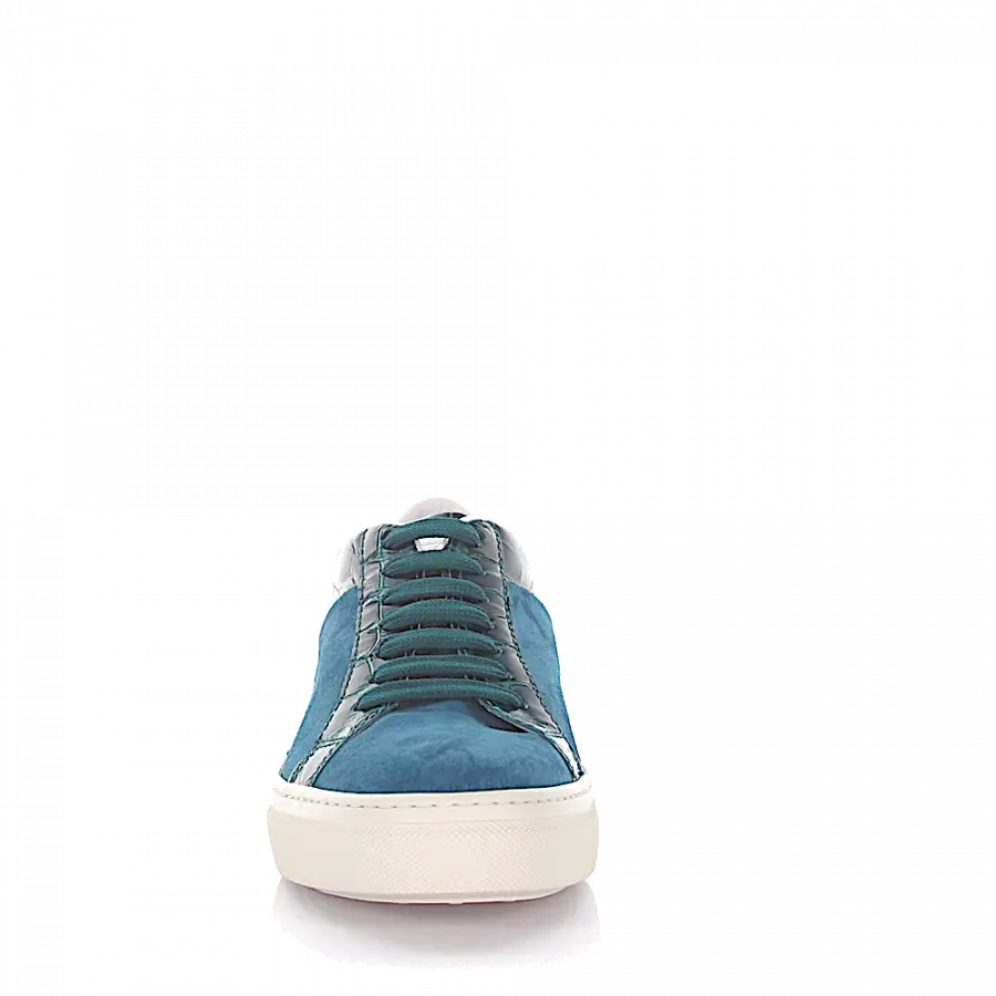 Tod's - Tods Sneakers Sportivo Veloursleder türkis Leder grün Krokodilprägung - grün