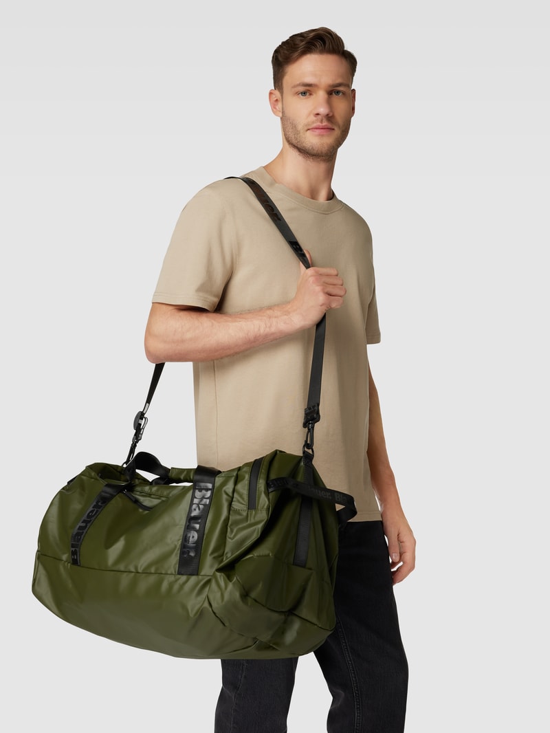 Duffle Bag mit Label-Details Modell 'SPLASH' in olivgrün