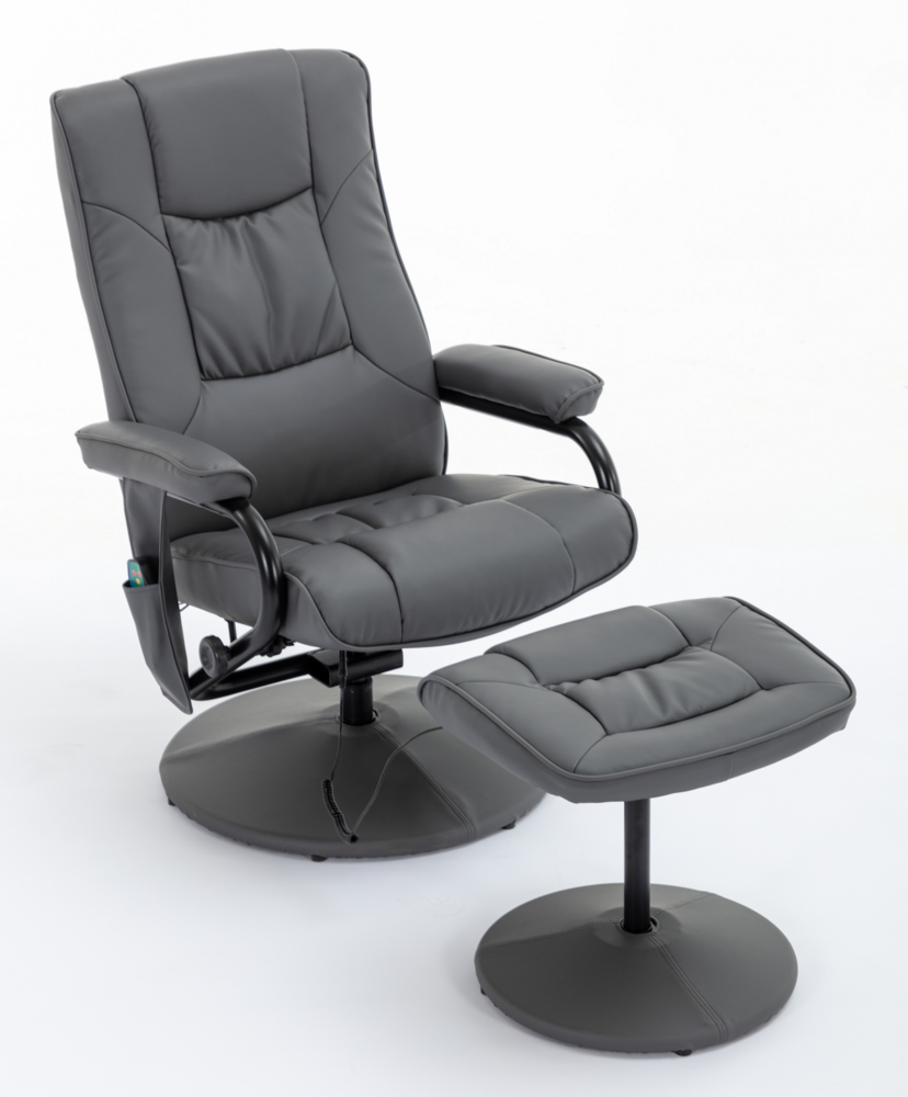 Happy Home Happy Home Massagesessel Relaxsessel mit Heizfunktion & Fußhocker grau