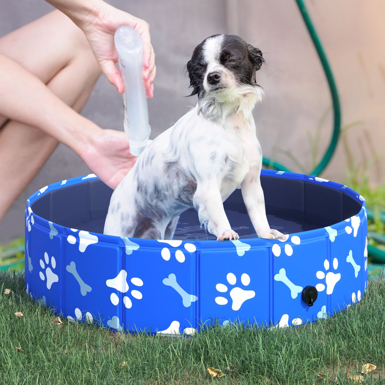 PawHut Hundebadewanne Hundepool Hunde Badewanne Wasserbecken faltbar Ø80x20Hcm