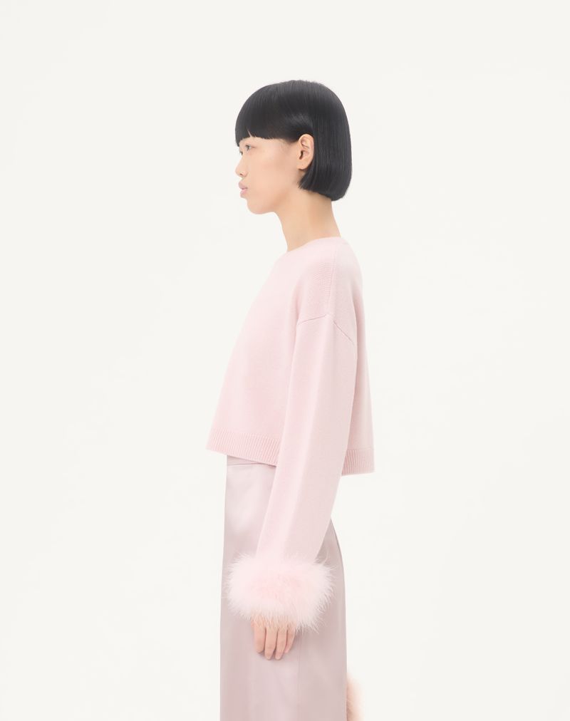 Suéter de cashmere com penas