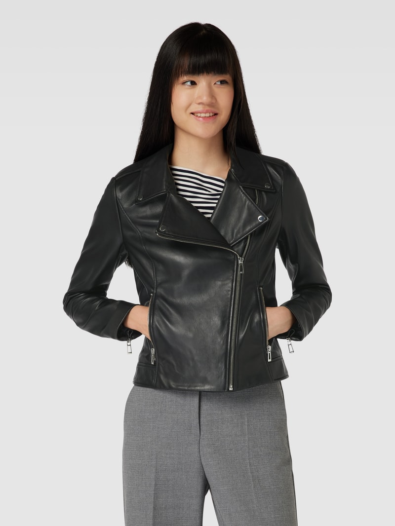 Lederjacke aus Lammleder mit Label-Details Modell 'LARELLA' in schwarz