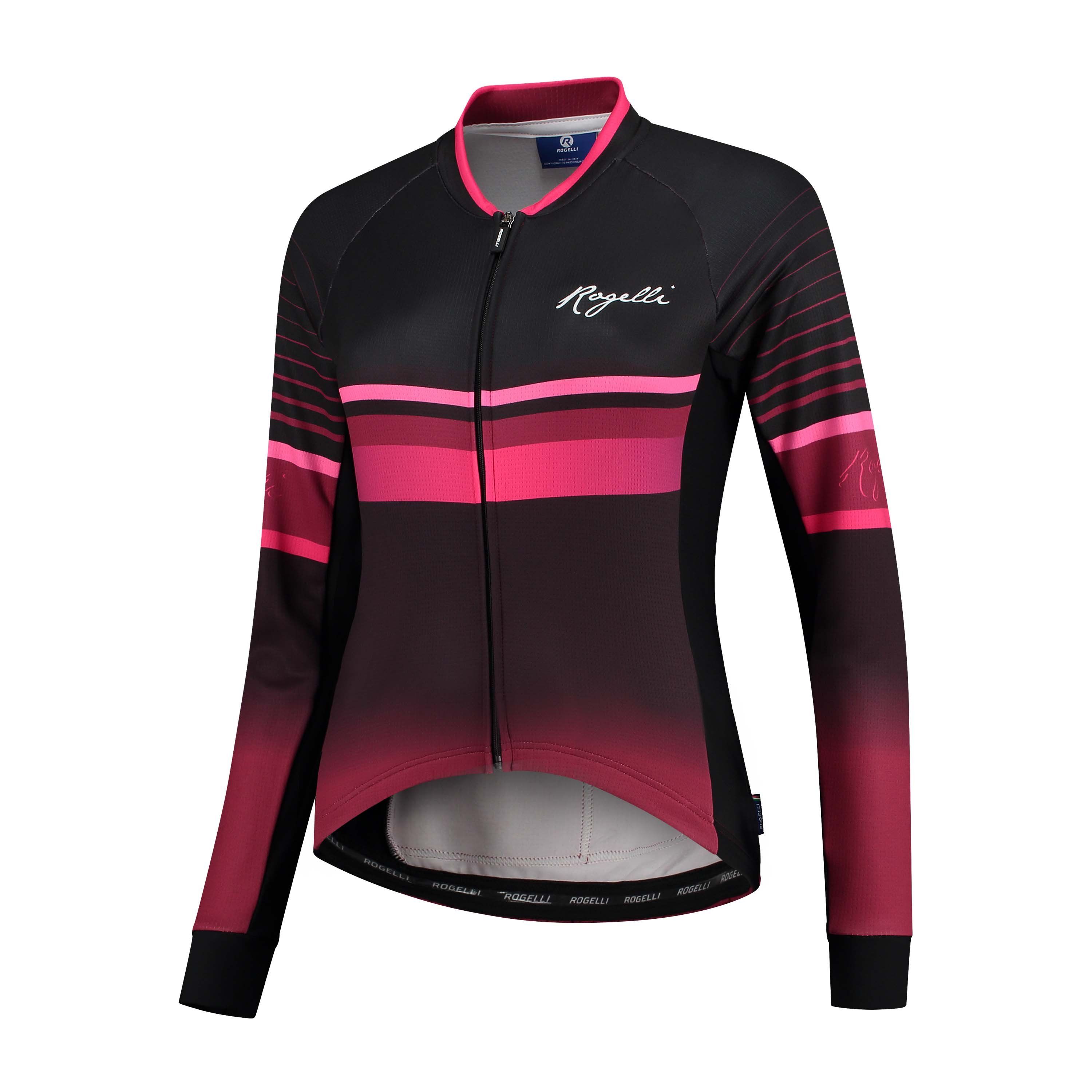 Rogelli Impress Bordeaux/Rosa Damen Radtrikot Langarm