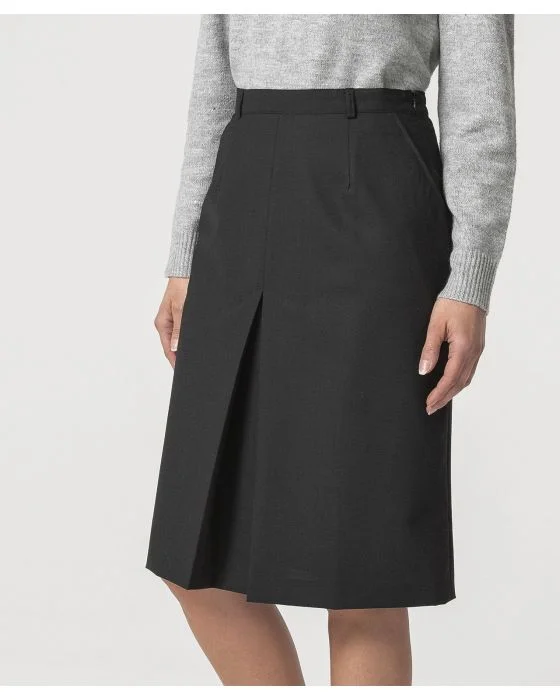 Jupe pli creux, lainage aspect flanelle