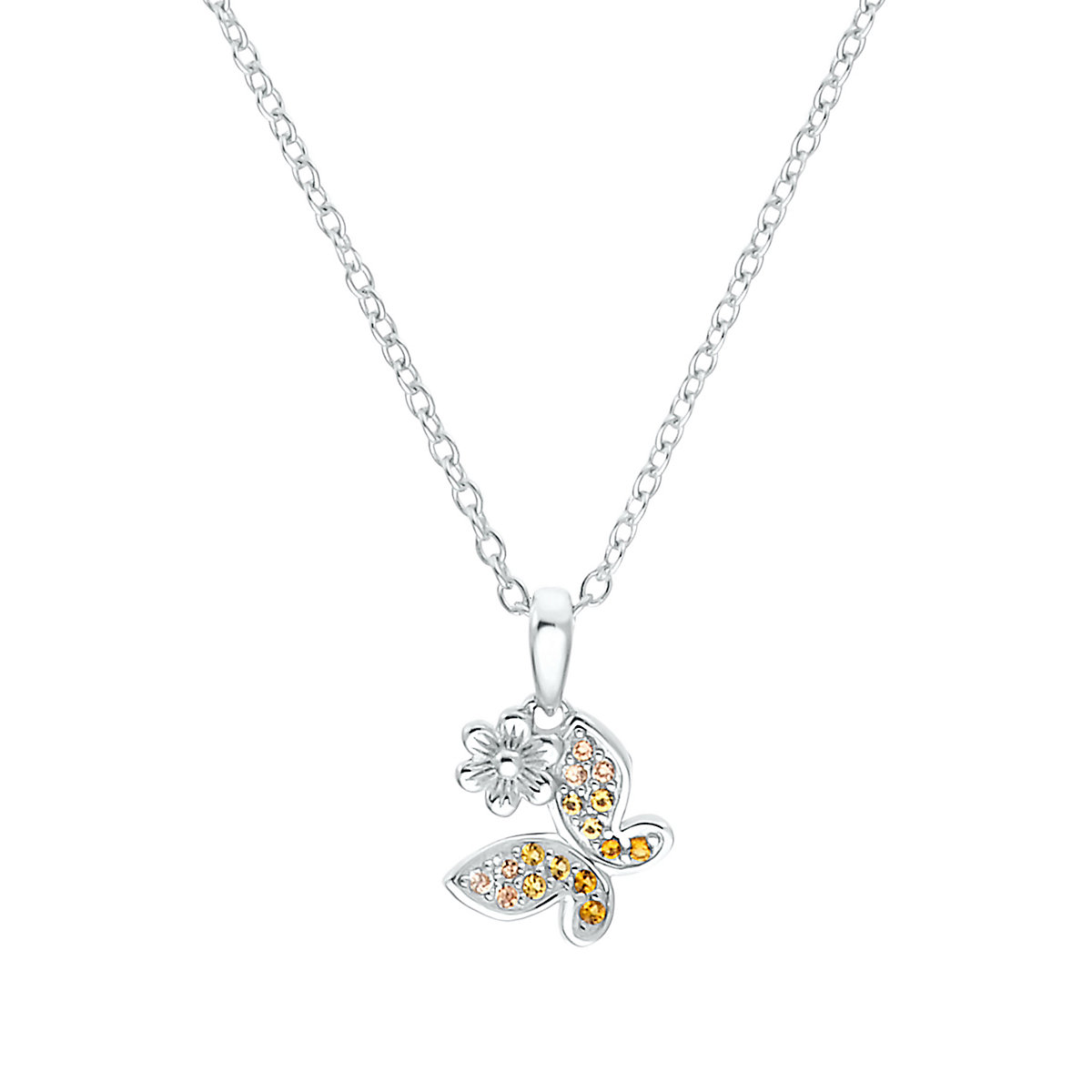 Kette mit Anhänger für Mädchen, 925 Sterling Silber, Zirkonia synth. | Schmetterling Halsketten für Mädchen