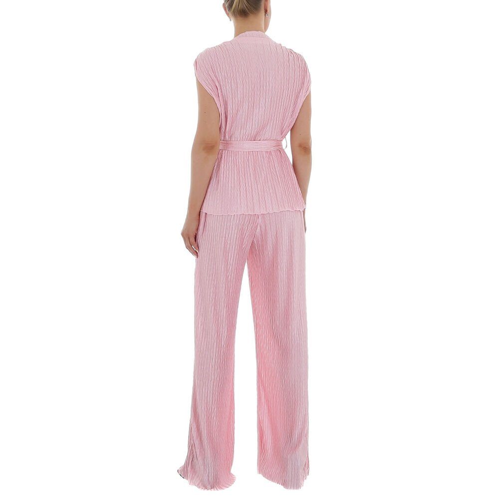Ital-Design Freizeitanzug Damen Freizeit, Glänzend Zweiteiler in Rosa