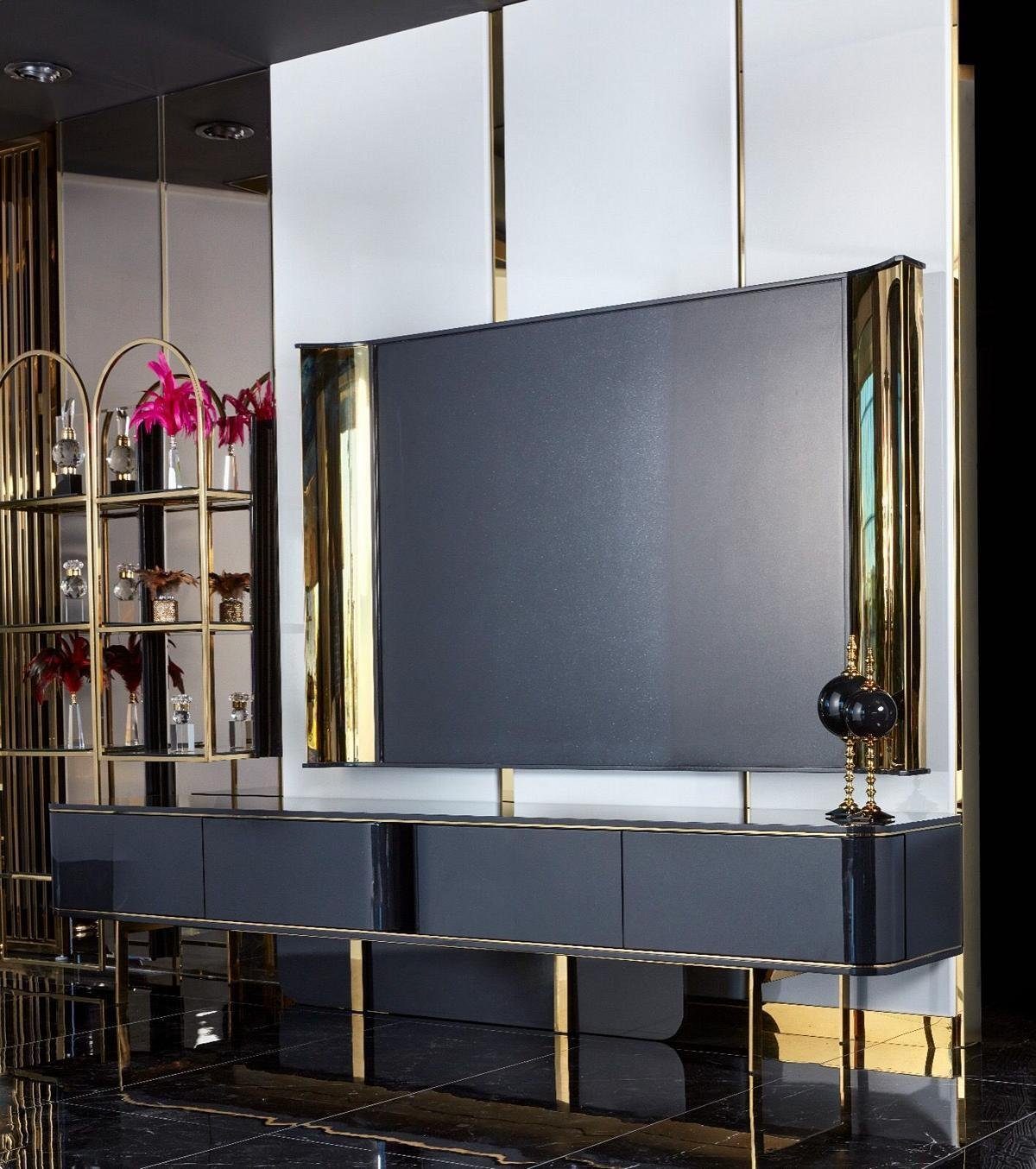 JVmoebel Esszimmer-Set Esszimmer Komplett Tisch 4 Stühle Anrichte Spiegel Set 7tlg Esstisch, (7-St., 4х Stühle, Spiegel, Tisch, Anrichte), Made in Europa