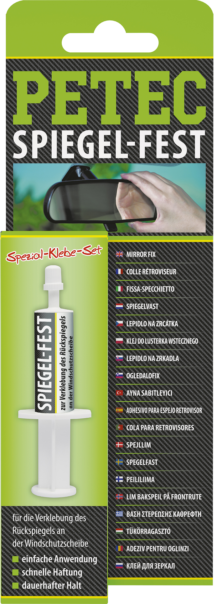 Rückspiegel-Klebeset Spiegelfest, 1g, Petec - ATU