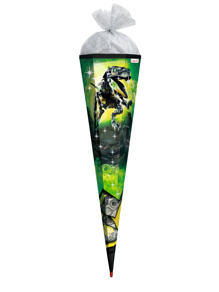 ROTH Schultüte groß Robo Rex 85 cm, Glanzfolie Silbertüll in Grün günstig kaufen onesize