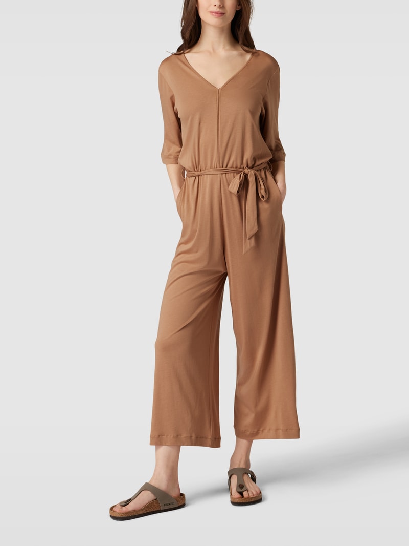 Jumpsuit mit V-Ausschnitt Modell 'NAILAA' in mittelbraun