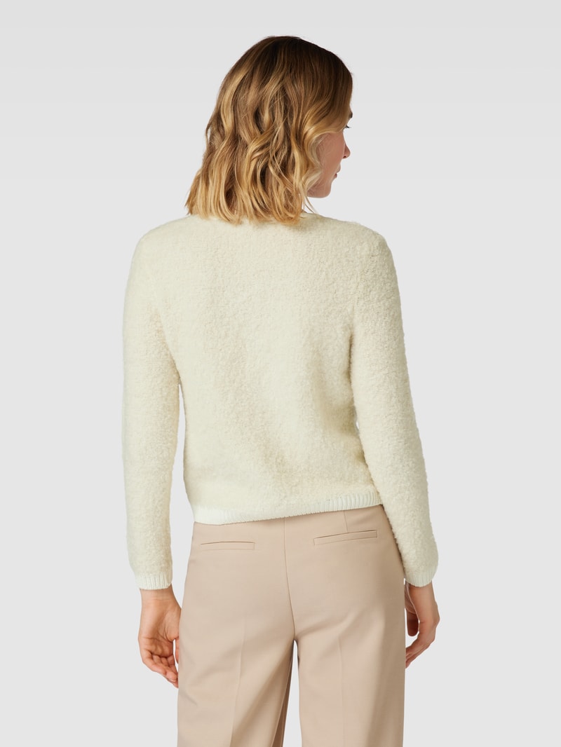 Strickjacke mit Rundhalsausschnitt und Knopfleiste in offwhite