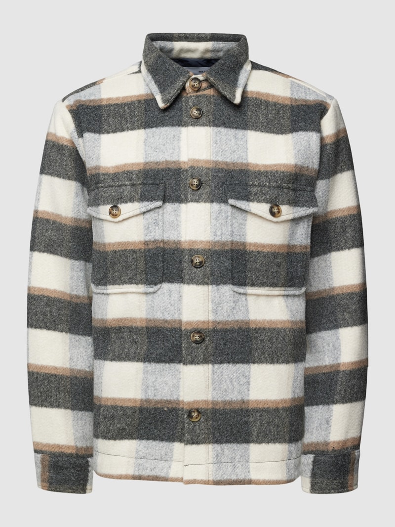 Relaxed Fit Overshirt mit Tartan-Karo in mittelbraun