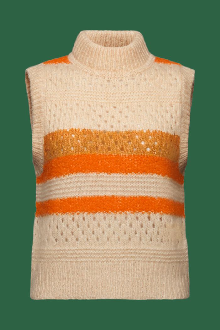 Strickweste mit Blockstreifen und Stehkragen