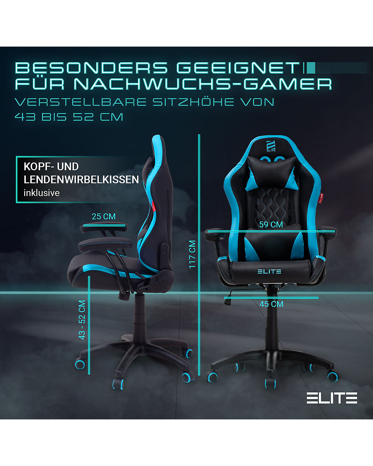 Gaming Stuhl PULSE - Ergonomischer Kinder Luxus Gaming Stuhl - 4D Armlehnen - Bürostuhl