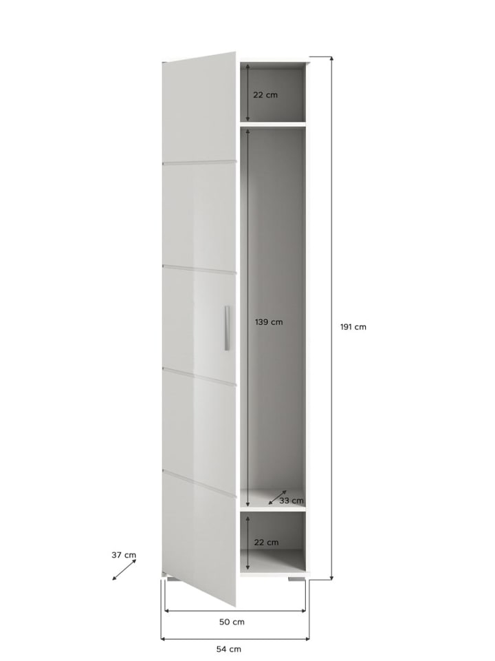 ebuy24 Garderobenmöbel-set Prego 3-teilig Weiß 180 x 37 cm günstig kaufen onesize