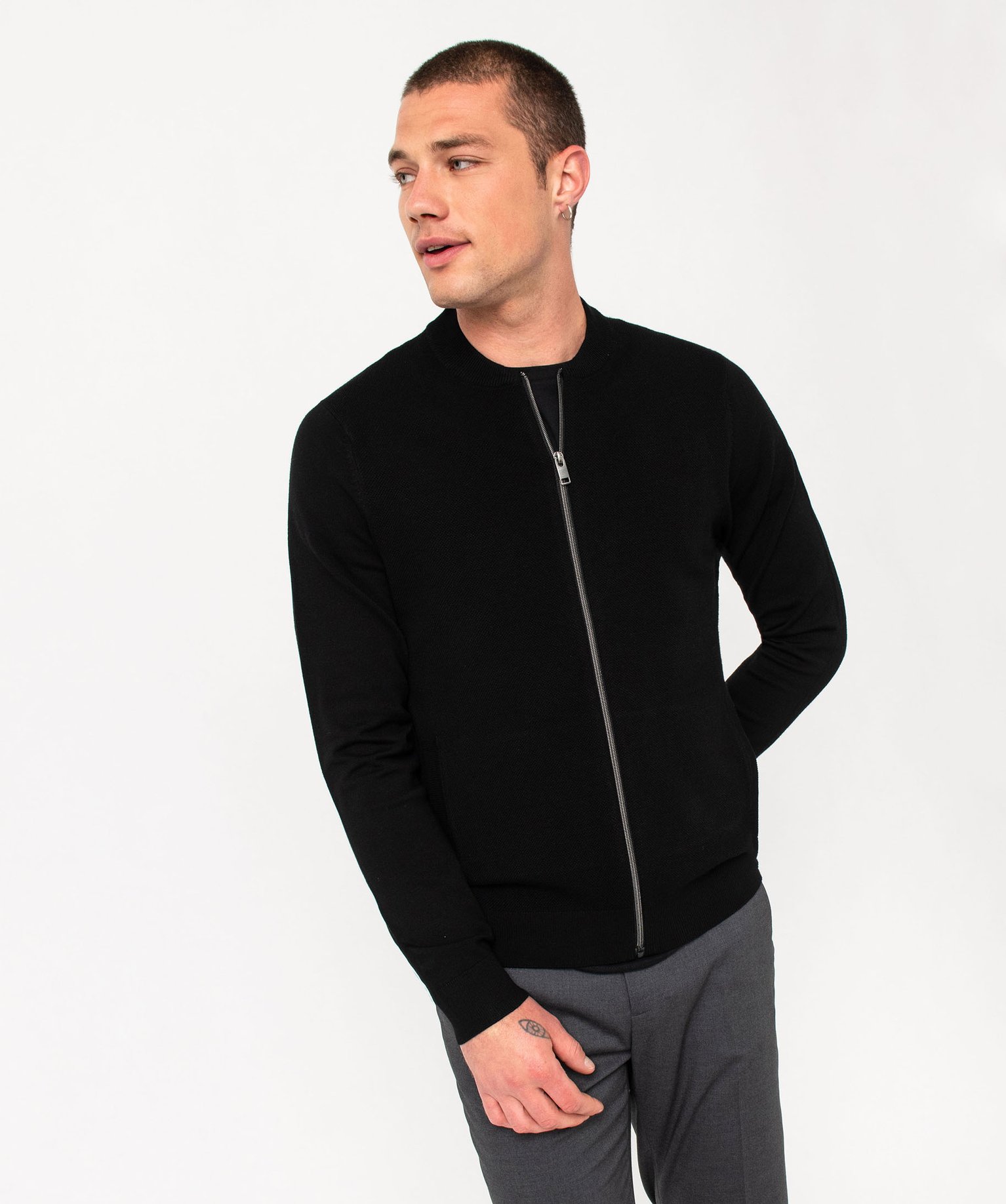 Gilet zippé en maille piquée homme noir | GEMO