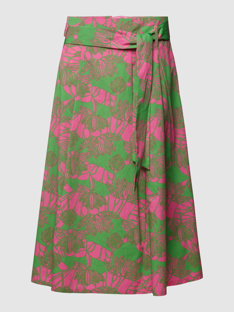 Midirock mit Allover-Print in pink
