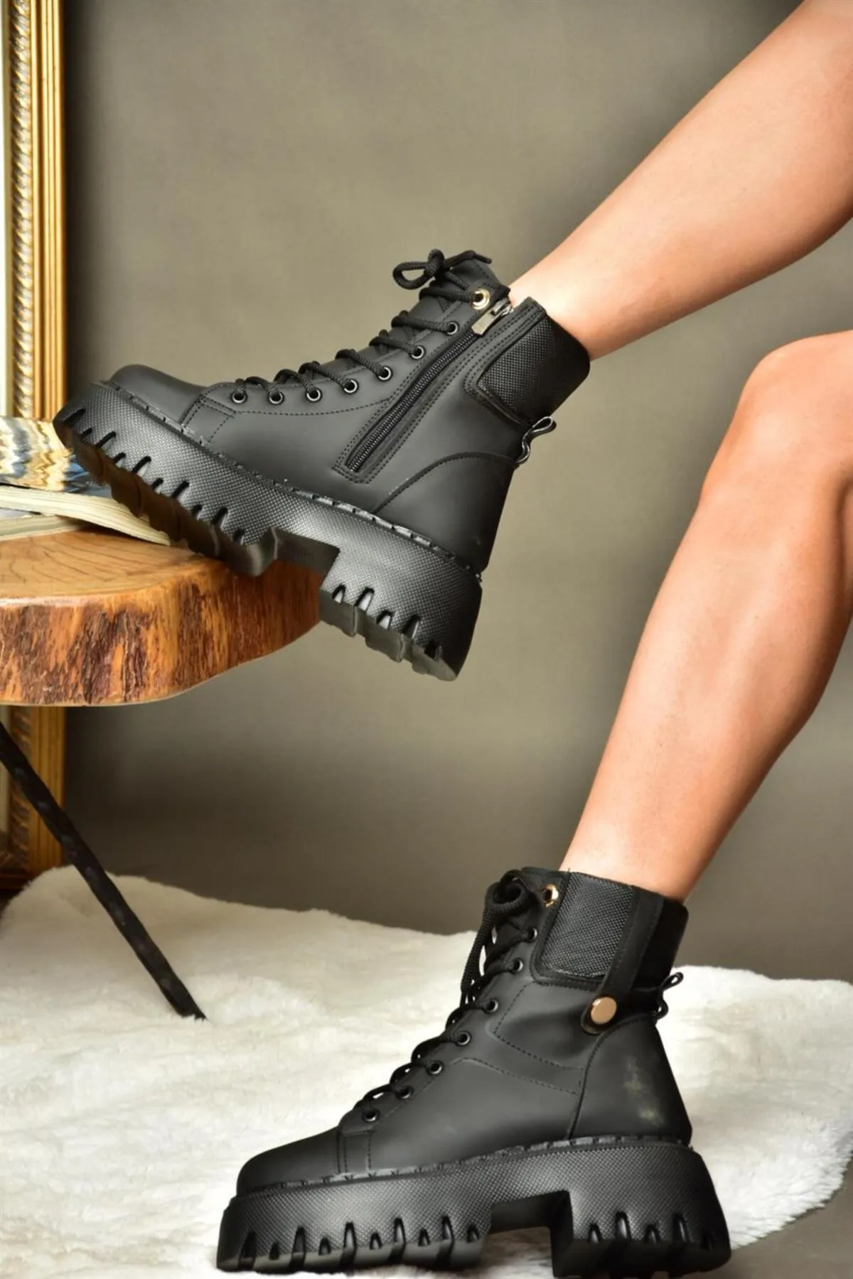 Fox Shoes  R973970109 Schwarze Damen-Damenstiefel mit dicker Sohle