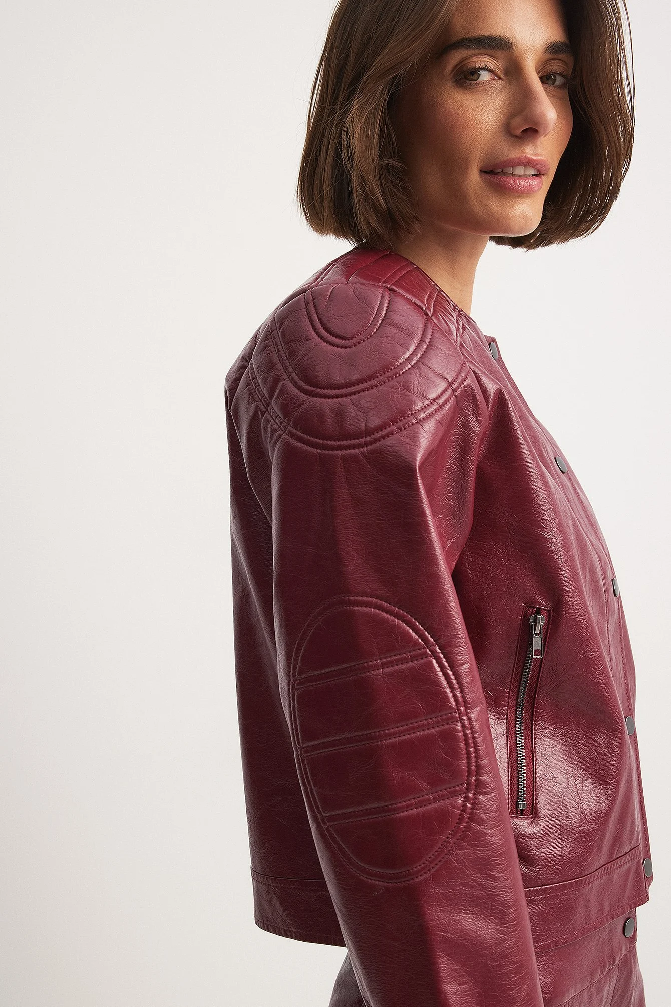 Oversized-PU-Bikerjacke