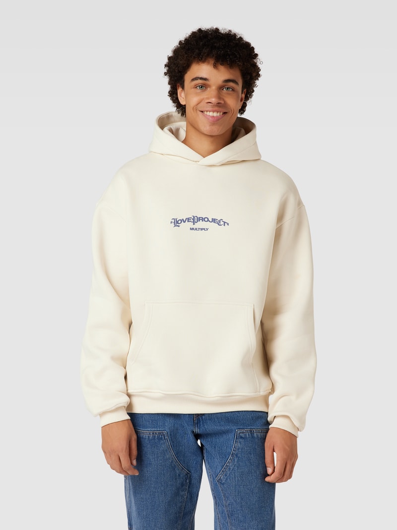 Oversized Hoodie mit Statement-Print in beige