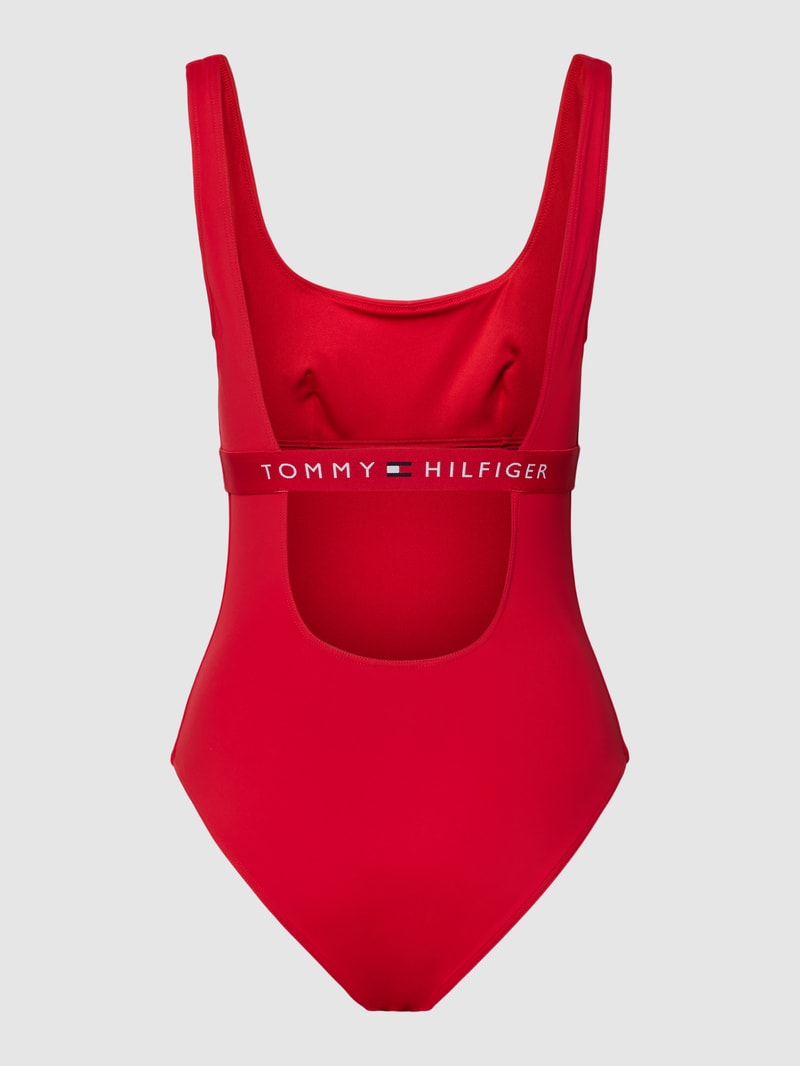 Badeanzug mit Label-Detail Modell 'ONE PIECE' in rot