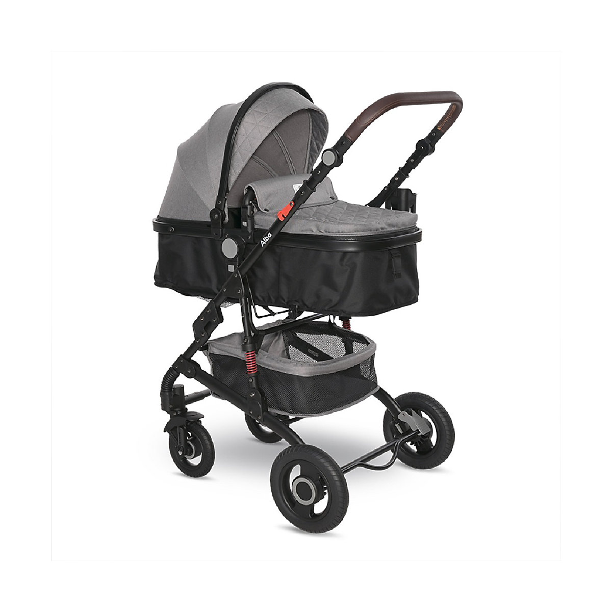 Kinderwagen Alba 2 in 1, Babywanne als Sportsitz einsetzbar, Gummireifen Kombikinderwagen