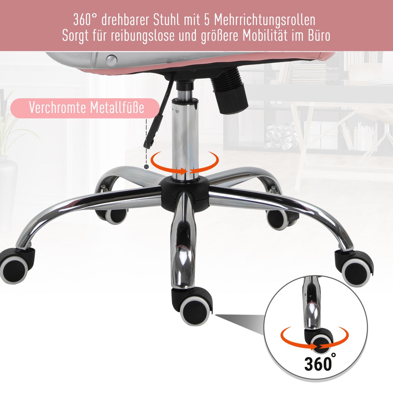 Vinsetto Ergonomischer Bürostuhl Chefsessel Gepolsterte Rückenlehne Grau