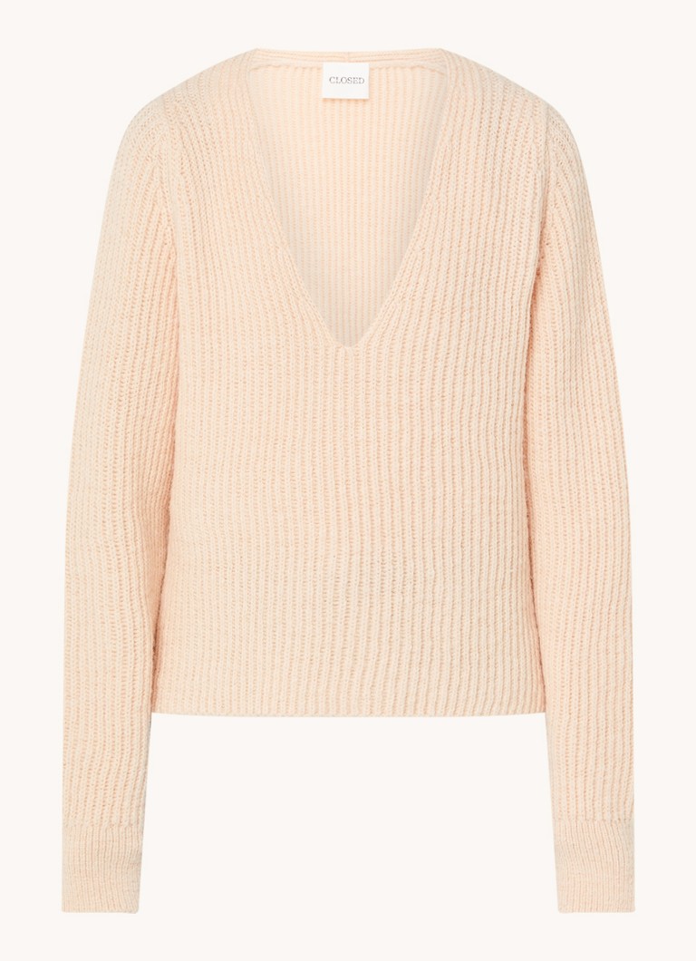 CLOSED  Ribgebreide trui in alpaca wolblend met V-hals
